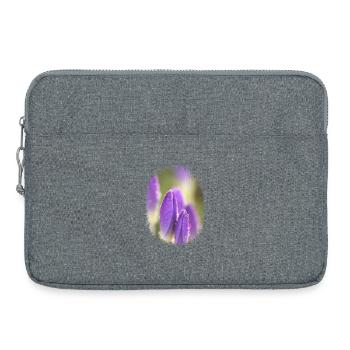 Crocus violets Fleurs violettes Motif floral avec rosée - Sacoche pour ordinateur portable 15 pouces - gris chiné - Devant