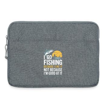 Ich gehe angeln, Sonnenuntergangs-Zitat-Abschlag - Laptoptasche 15" - Grau meliert - Vorne