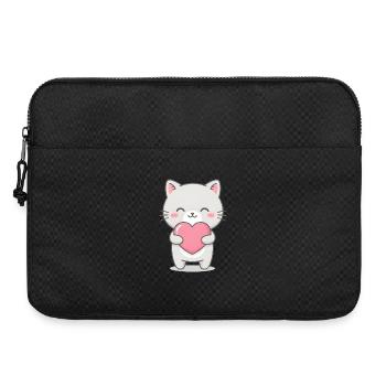 Cœur de chat Kawaii Kawaii Chat gris mignon - Sacoche pour ordinateur portable 15 pouces - noir - Devant
