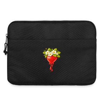 Fraise avec fleurs et gouttes - Sacoche pour ordinateur portable 15 pouces - noir - Devant