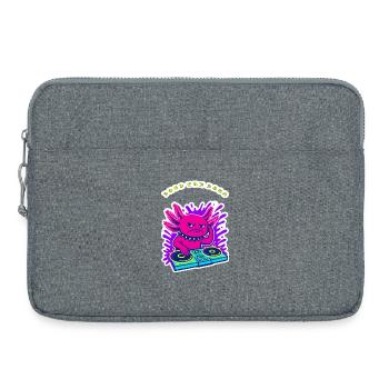 Angry Axolotl DJ – Lass den Bass Neon-Design fallen - Laptoptasche 15" - Grau meliert - Vorne