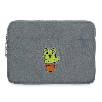 Cat Cactus Kitten Cacti - Laptop bag 15" - heather grey - Front