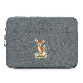 🦌🐰Fawn and Tender Bunny – Illustration - Laptop bag 15" - heather grey - Front