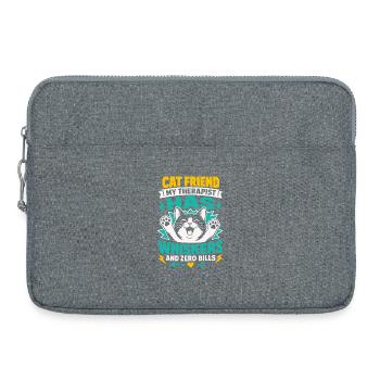 Cat Friend My Therapist Has Whiskers - Laptop bag 15" - heather grey - Front