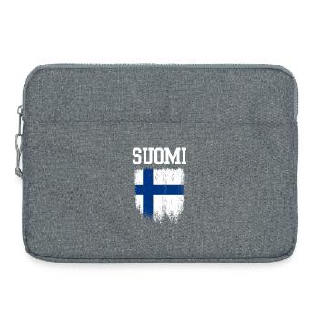 Suomi drapeau finlandais en détresse - Sacoche pour ordinateur portable 15 pouces - gris chiné - Devant