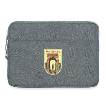 Badge retro, Marseille France est ma ville natale - Sacoche pour ordinateur portable 15 pouces - gris chiné - Devant