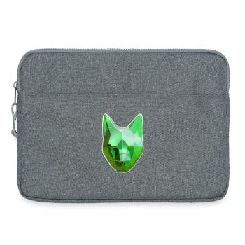 Grüner Kristallkatze - Laptoptasche 15" - Grau meliert - Vorne