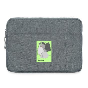 Deutschlandkarte mit Farbverlauf und Flaggen - Laptoptasche 15" - Grau meliert - Vorne