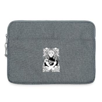 Woman with daggers, skulls and dahlias - Laptop bag 15" - heather grey - Front