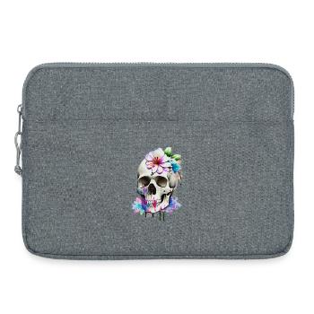 Skull with lilies - Laptop bag 15" - heather grey - Front
