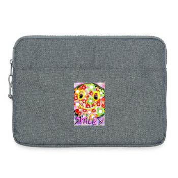 Bunte Pixel-Silhouette mit Smile - Laptoptasche 15" - Grau meliert - Vorne