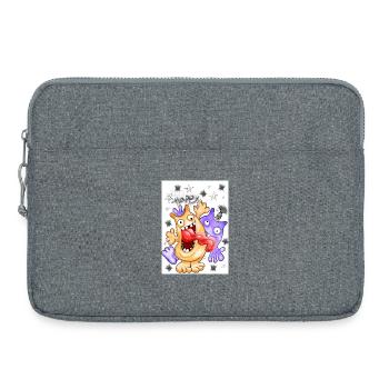 Humorvoller Monster-Druck mit Schnurrbart - Laptoptasche 15" - Grau meliert - Vorne