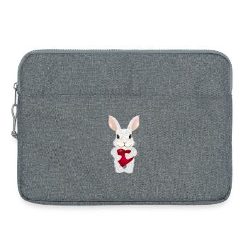 white rabbit with heart for valentine's day - Laptop bag 15" - heather grey - Front
