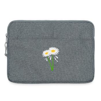 Dekorative Blüte an grünem Stiel - Laptoptasche 15" - Grau meliert - Vorne