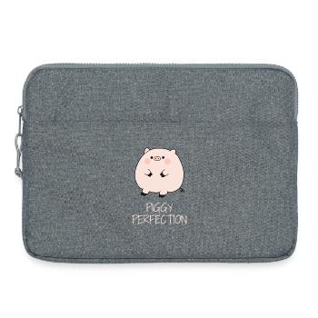 Niedliches kleines Schweinchen - Laptoptasche 15" - Grau meliert - Vorne