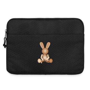 Illustrative wood look – charming rabbit figure - Laptop bag 15" - black - Front