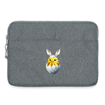 Geometric Easter chick in egg with bunny ears - Laptop bag 15" - heather grey - Front