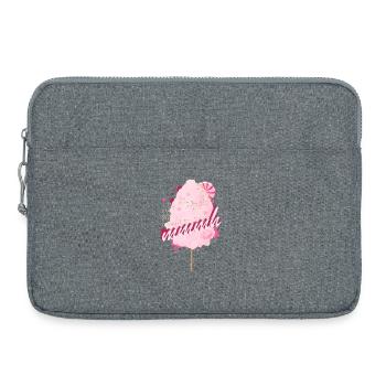 Motif barbe à papa avec confettis en forme de cœur et lettrage - Sacoche pour ordinateur portable 15 pouces - gris chiné - Devant