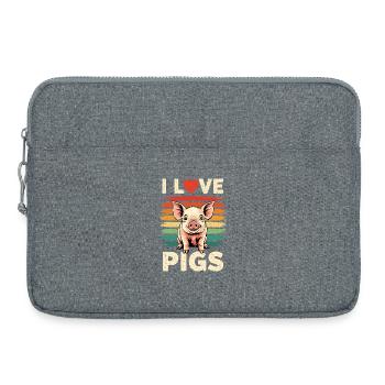 Schwein Sau Landwirt Bauer Geschenk Retro  - Laptoptasche 15" - Grau meliert - Vorne