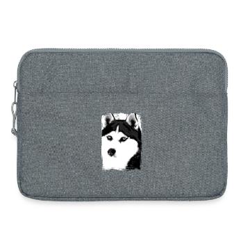 Black and white Husky portrait on textile - Laptop bag 15" - heather grey - Front