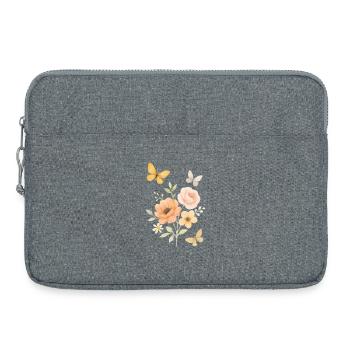 Pastel Flowers Butterfly Motifs - Laptop bag 15" - heather grey - Front