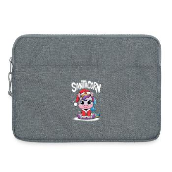 Einhorn Weihnachtspullover Santacorn Weihnachten - Laptoptasche 15" - Grau meliert - Vorne