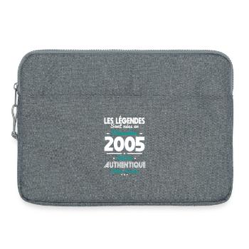 Anniversaire 20 ans - Légendes nées Décembre 2005 - Sacoche pour ordinateur portable 15 pouces - gris chiné - Devant