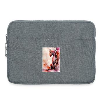 Red Watercolor Dragon - Laptop bag 15" - heather grey - Front
