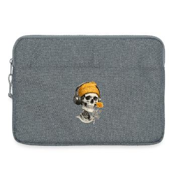 Crâne avec capuchon jaune et casque - Sacoche pour ordinateur portable 15 pouces - gris chiné - Devant