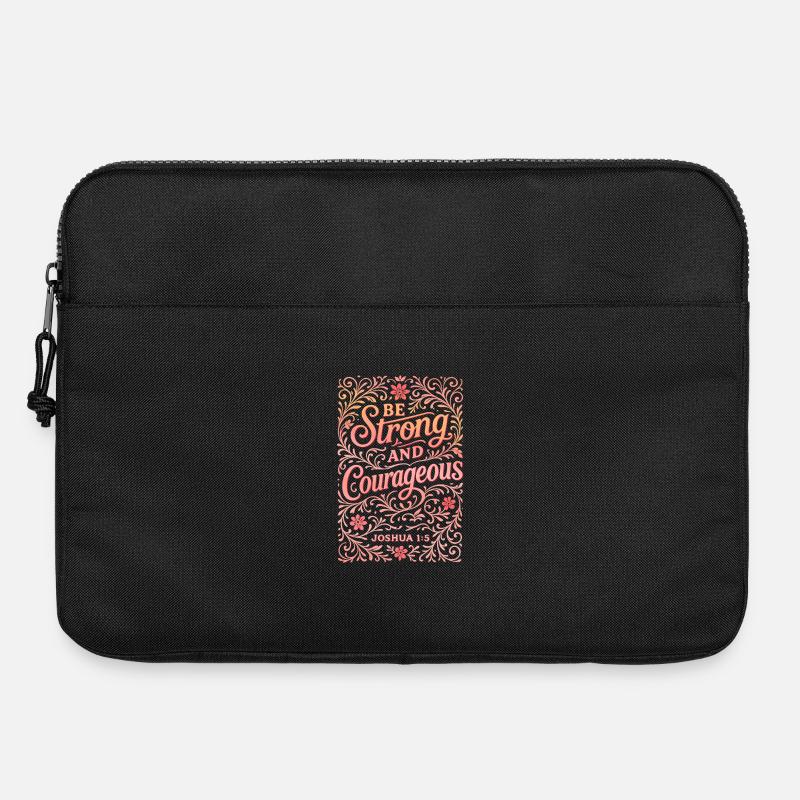 Sei stark und mutig Blumendruck - Laptoptasche 15" - Schwarz