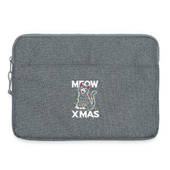 Meow Xmas Chat mignon enveloppé dans des lumières T-shirt de Noël - Sacoche pour ordinateur portable 15 pouces - gris chiné - Devant