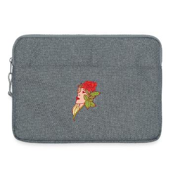 La jeune femme et la rose - Sacoche pour ordinateur portable 15 pouces - gris chiné - Devant