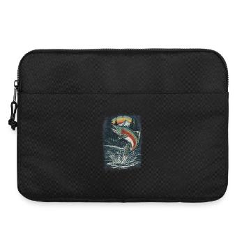 Springende Regenbogenforelle – Retro Anglermotiv - Laptoptasche 15" - Schwarz - Vorne