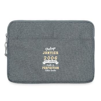 Anniversaire 20 ans - Vintage - Janvier 2006 - Sacoche pour ordinateur portable 15 pouces - gris chiné - Devant