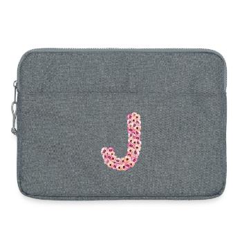 Monogramm J aus Blüten - Laptoptasche 15" - Grau meliert - Vorne
