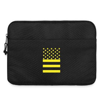 Gelbe Sterne auf schwarz gestreiftem Hintergrund - Laptoptasche 15" - Schwarz - Vorne