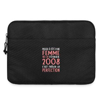 18th birthday - born in February 2008 - Laptop bag 15" - black - Front
