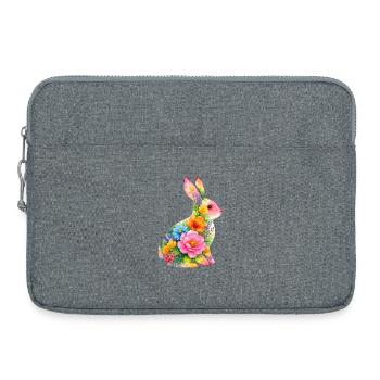 Fleurs aquarelles de lapin à Pâques - Sacoche pour ordinateur portable 15 pouces - gris chiné - Devant