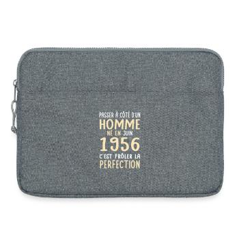 Anniversaire 70 ans - Né en Juin 1956 - Sacoche pour ordinateur portable 15 pouces - gris chiné - Devant