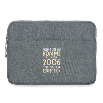 Anniversaire 20 ans - Né en Juin 2006 - Sacoche pour ordinateur portable 15 pouces - gris chiné - Devant