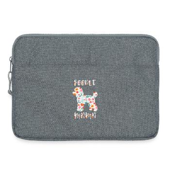 Pudel Mama mit Blumenmotiv - Laptoptasche 15" - Grau meliert - Vorne