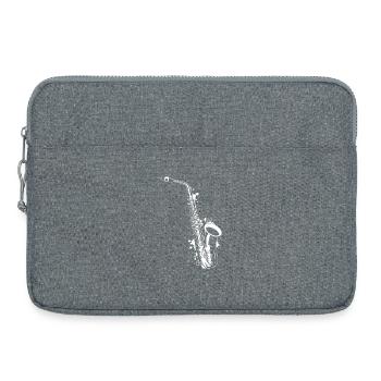 graffiti saxophone blanc - Sacoche pour ordinateur portable 15 pouces - gris chiné - Devant