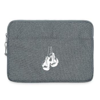 Hängend weisse Boxhandschuhe Design. Logo Design - Laptoptasche 15" - Grau meliert - Vorne