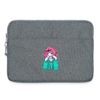 Filles Anime Bande dessinée Japonaise Manga - Sacoche pour ordinateur portable 15 pouces - gris chiné - Devant