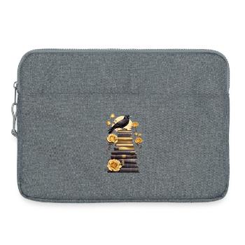 Bücherstapel mit Rabe - Laptoptasche 15" - Grau meliert - Vorne