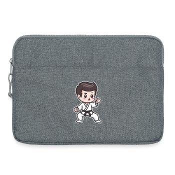 Karate Junge Zeichnung - Laptoptasche 15" - Grau meliert - Vorne