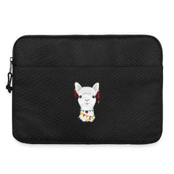 Colourfully decorated alpaca – charming animal motif - Laptop bag 15" - black - Front