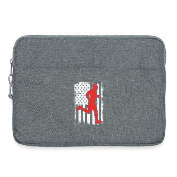 Coureur patriote américain - Sacoche pour ordinateur portable 15 pouces - gris chiné - Devant