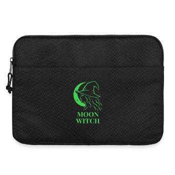 Halloween Moon Witch Silhouette Halbmond in Grün - Laptoptasche 15" - Schwarz - Vorne