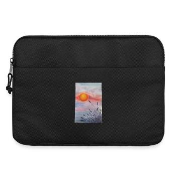 Sunset Over Meadow Wildflowers Grass Wheat - Laptop bag 15" - black - Front